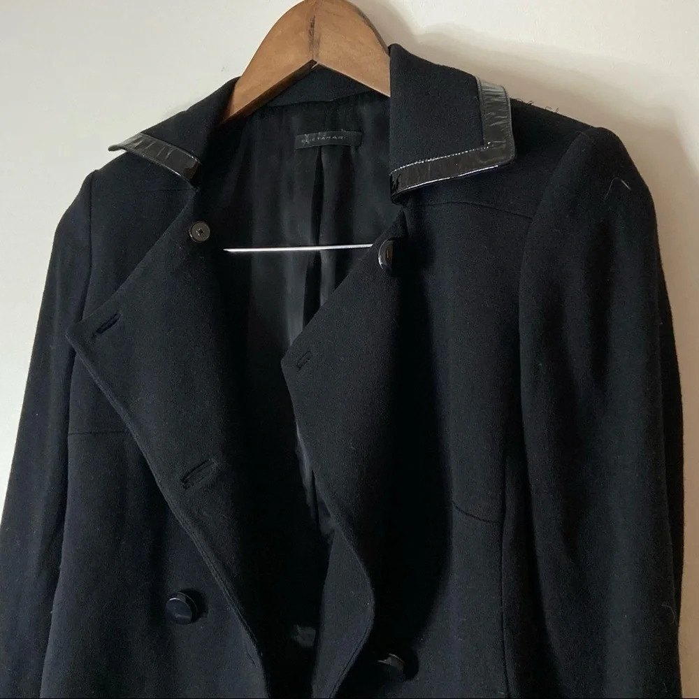 ELIE TAHARI Virgin Wool Leather Blazer Double Breasted Fall Jacket Size Small - Picture 3 of 14
